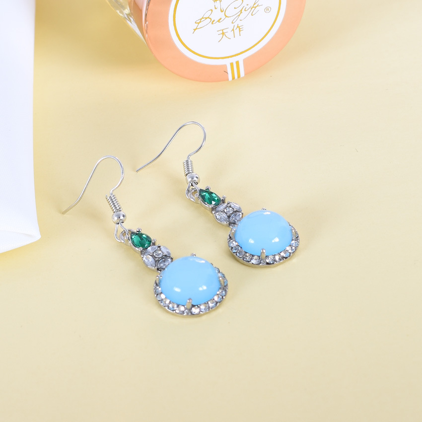 Vintage Fashion And Design - Blue Natural Jade Earrings Vintage Designer
