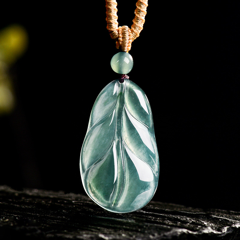 Vintage Fashion And Design - Myanmar Jadeite Leaf Pendant Gifts for