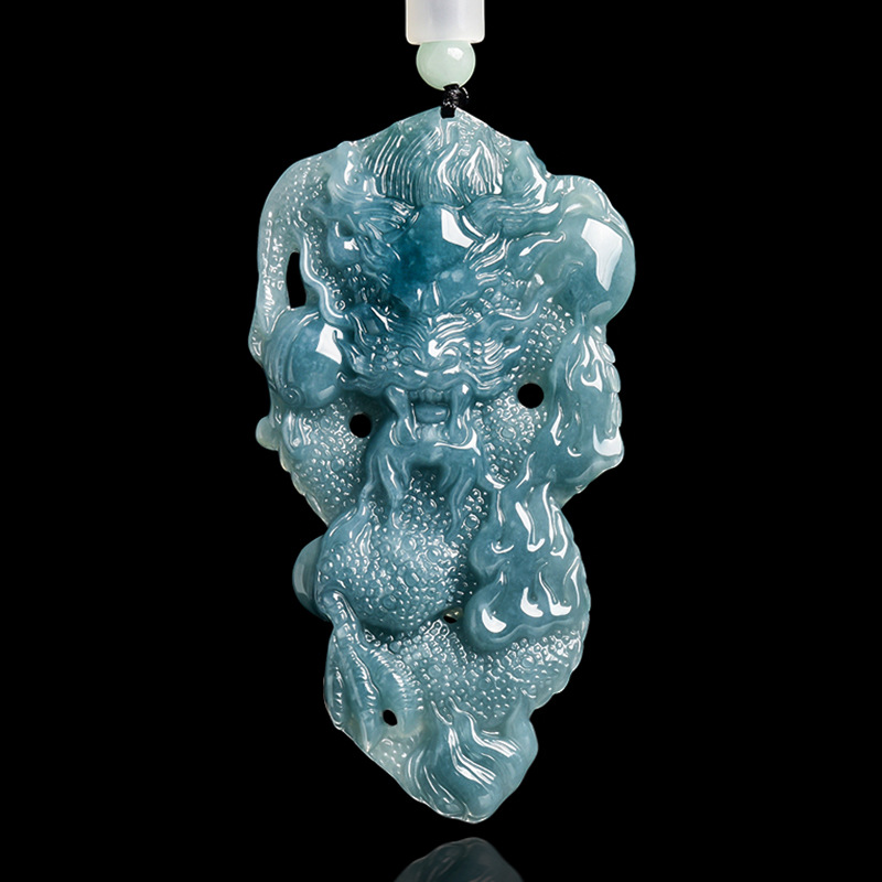 Vintage Fashion And Design - Myanmar Jadeite Dragon Pendant Necklace Stone
