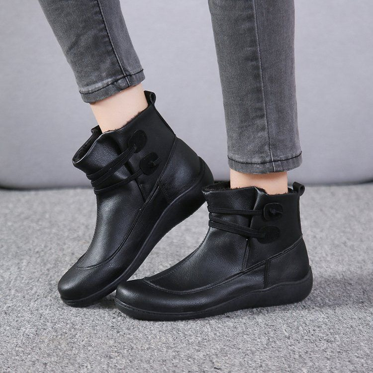 Women Vintage Round Toe PU Lea - Vintage Fashion Boots recension och pris