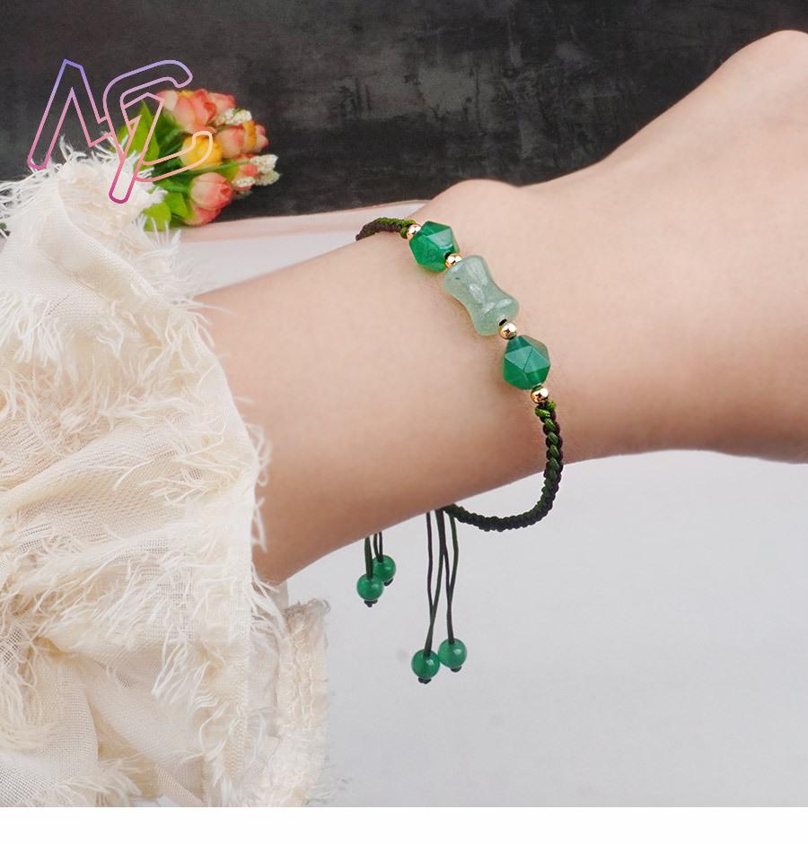 Green Natural Jade Beads Brace - Vintage Fashion And Design recension och pris