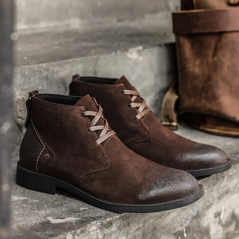 New Cow Suede Ankle Boots Hand - Vintage Fashion Boots recension och pris