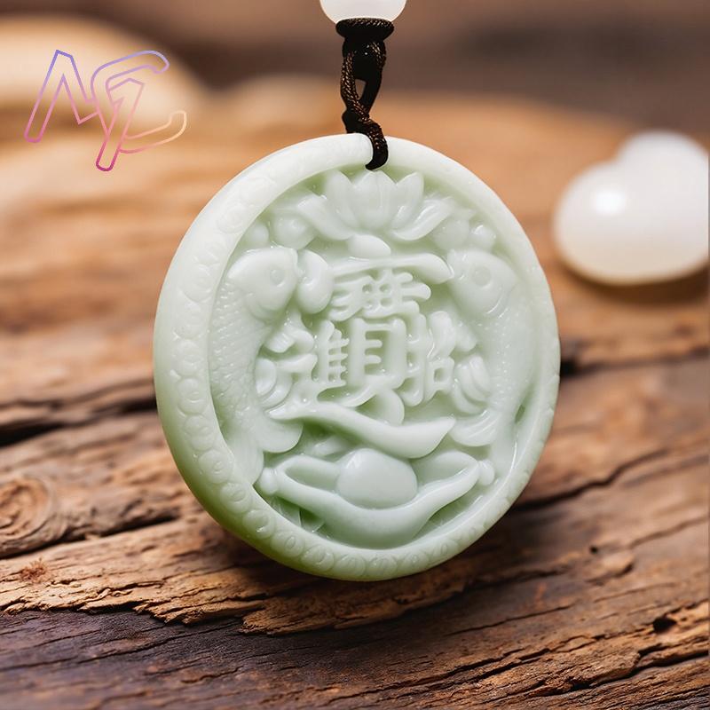 Green Real Jade Carp Fish Pend - Vintage Fashion And Design recension och pris