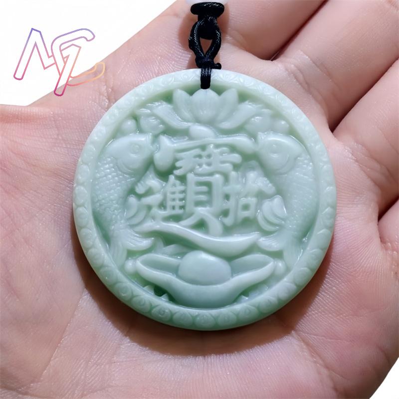 Green Real Jade Carp Fish Pend - Vintage Fashion And Design recension och pris