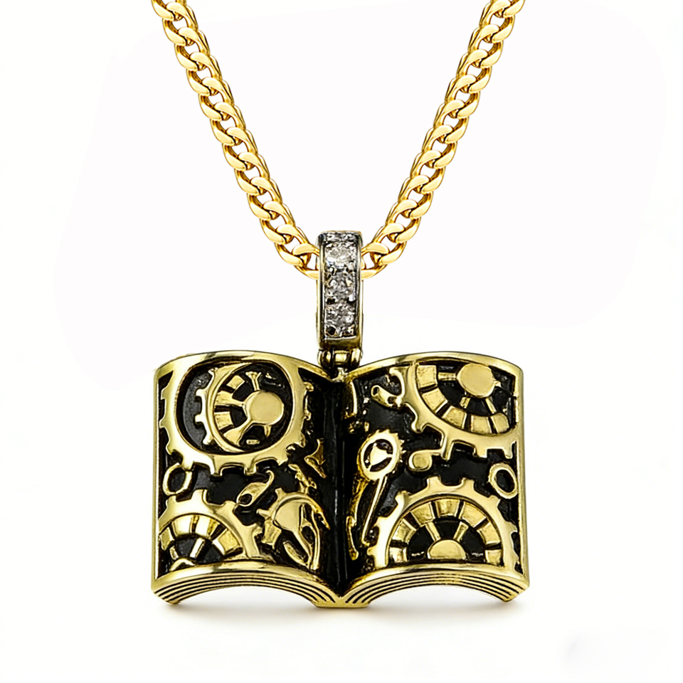 VANAXIN Punk Retro Book Pendan - Vintage Fashion Library recension och pris