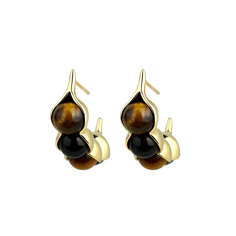 Tiger Eye Pod Earrings Gemston - Vintage Fashion And Design recension och pris