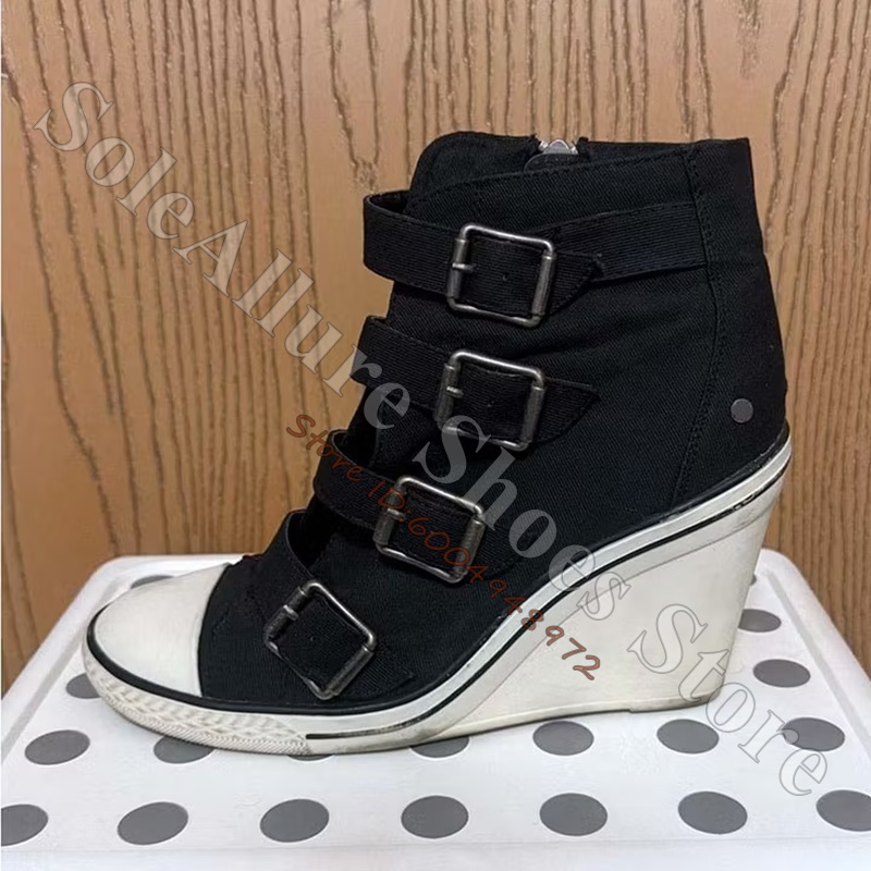 Grey Multi Buckle High Top Wed - Vintage Fashion Boots recension och pris
