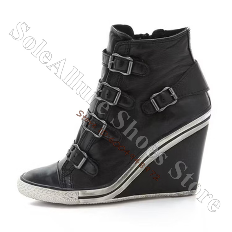 Grey Multi Buckle High Top Wed - Vintage Fashion Boots recension och pris